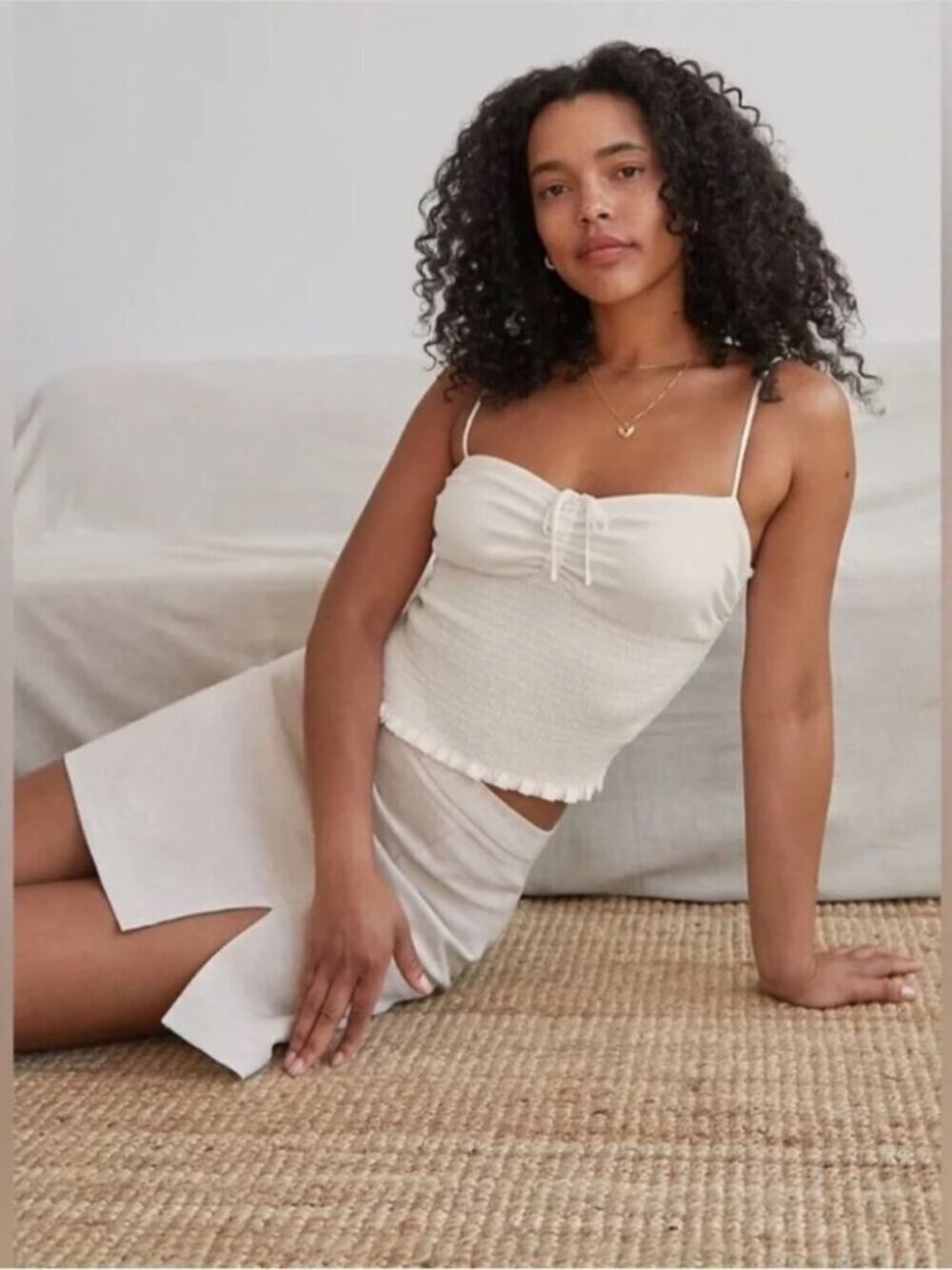 Aritzia Wilfred Ballet Camisole Tank Top Chiffon Light Birch White Size Medium - Picture 3 of 7